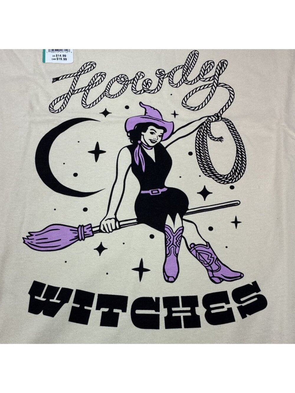 Celebrate it Halloween Witch Graphic T-Shirt  M Beige Crewneck 100% Cotton